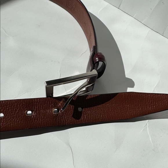 Jos. A Bank Burgundy Fine Italian Leather Belt Silver Buckle Business Casual - Picture 8 of 8